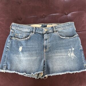 Pilcro and the Letterpress Blue Jean Shorts Distressed